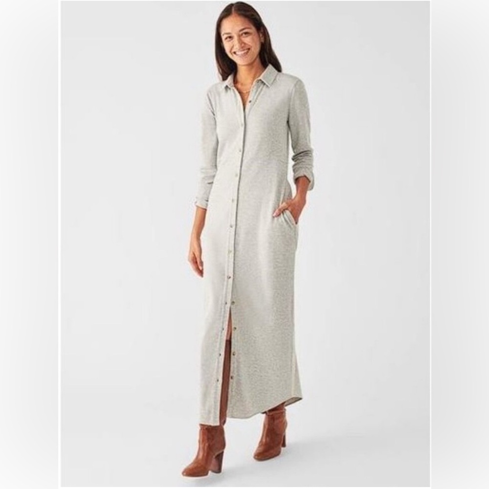 Faherty legendary sweater shirt dress, long, size medium